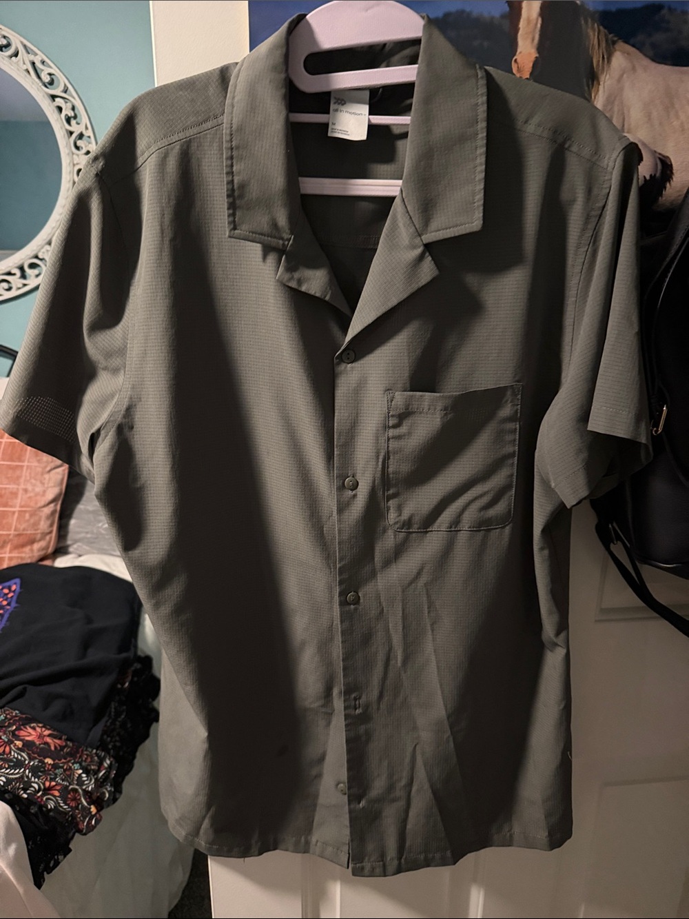 all in motion Olive Green Short-Sleeve Button-Down Camp Shirt